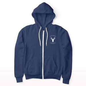 Sweat à capuche zippé bleu marine personnalisé avec logo, en polaire chaude, pour l'hiver, veste de sport d'extérieur, manteau doux et épais - Product Image 1