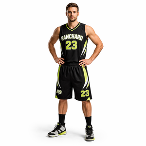 ชุดยูนิฟอร์มบาสเก็ตบอลแบบกำหนดเอง เสื้อเจอร์ซีย์ตาข่ายและกางเกงขาสั้น ชุดบาสเก็ตบอล OEM ชุดยูนิฟอร์มพิมพ์ลายแบบระเหิด ชุดเสื้อบาสเก็ตบอลชาย - Product Image 2