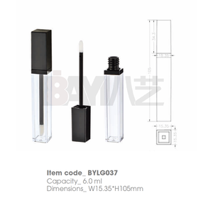 Tube de brillant à lèvres vide de 6 ml, personnalisé avec logo, marque privée, tube carré brillant pour maquillage liquide, vente en gros - Product Image 1