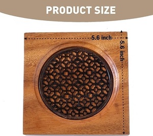 Royal Lattice Wooden Laser Cut Coaster Solid Wood Heat Resistant Cup Mat Decorative <b>Table</b> <b>Protector</b> Premium Decor - Product Image 3