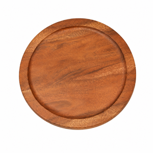 Premium Round Wooden Serving Platter | Handmade Solid Wood Snack Display Board Food Presentation Tray Modern Dining <b>Table</b> Decor - Product Image 1