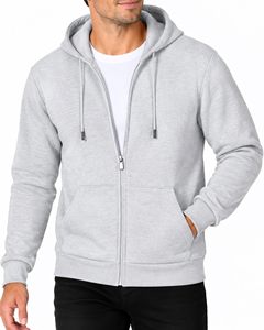 Sudadera con capucha personalizada para hombre con cremallera, 400 GSM, algodón grueso, corte holgado, sudadera con capucha lisa, logotipo bordado personalizado, cremallera completa, ropa urbana OEM - Product Image 1