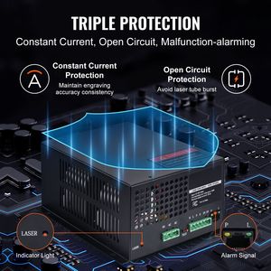 Alimentatore laser CO2 da 80W con protezione da circuito aperto, dissipazione rapida del calore, taglio ad alta velocità, corrente costante per tubo laser da 100W - Product Image 4
