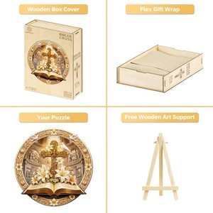 Caja de cuentas de oración de madera de cedro hecha a mano con diseño de rompecabezas - Venta al por mayor - Product Image 5