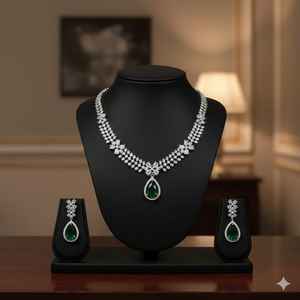 Elegante conjunto de collar de latón para mujer con diseño elegante, joyería ligera y brillo duradero para fiestas y uso casual, procedente de la India. - Product Image 2