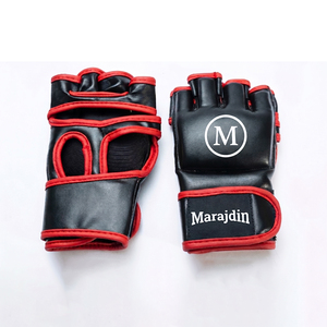 Gants de boxe MMA professionnels à demi-doigts avec sangle de poignet réglable pour la fermeture, poignées en cuir artificiel personnalisées pour la boxe - Product Image 1