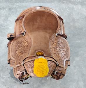 Sillín de cuero hecho a mano, diseño de caballo, Occidental - Product Image 3