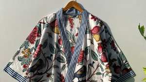 Bata Kimono de Algodón con Estampado de Hojas de Plátano, Suave, Estilo Boho para Estar en Casa - Product Image 3