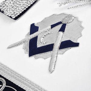 Masonic Master Mason Apron Hand Made High Quality Embroidered Blue Velvet with <b>Silver</b> Fringe - Product Image 3