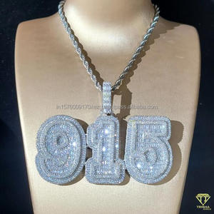 Luxury Moissanite Diamond " 915 " Number Pendant With Rope <b>Chain</b> Full <b>Iced</b> <b>Out</b> Hip Hop Necklace Jewelry - Product Image 5