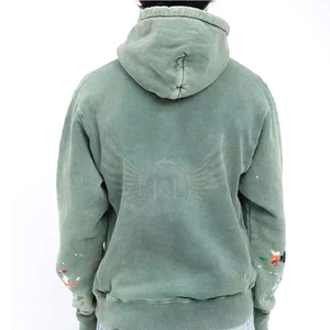 Sudadera con Capucha 100% Algodón con Lavado Ácido para Hombre, Ligera, de Secado Rápido, Personalizada con Impresión de Logotipo, Sólida, OEM, Gran Venta - Product Image 2