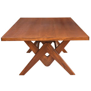 Mesa de Comedor de Madera Sólida Estilo Moderno de Mediados de Siglo, con Patas en V y Base en X, para 6-8 Personas, Venta al Por Mayor - Product Image 5
