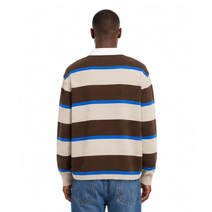 Suéter de Punto a Rayas para Hombre, Manga Larga, Diseño de Cuello, Corte Regular, Material de Punto para Otoño e Invierno - Product Image 6