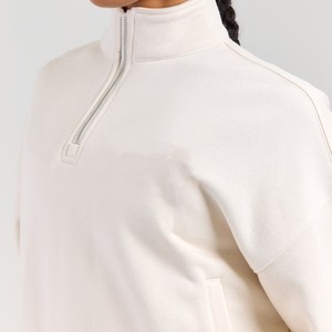 Sudadera de mujer de invierno con lavado ácido, forro polar de punto, media cremallera, logotipo personalizado, manga larga, cuello alto, oversize - Product Image 2