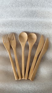 Ensemble de couverts en bambou robustes pour événements - Outils de repas portables sans éclats pour la restauration en plein air - Product Image 6