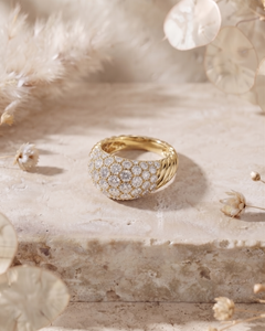 Wholesale Custom 14K Gold Diamond Pave <b>Dome</b> Signet <b>Ring</b> Luxury Iced Out Cluster Statement <b>Ring</b> OEM ODM Jewelry Manufacturer - Product Image 3