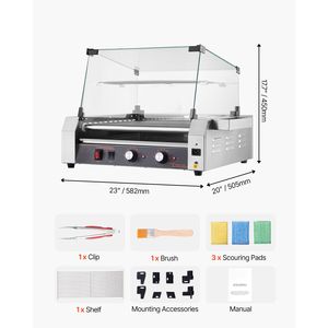 Macchina per Hot Dog Commerciale da 1600W, Cuocitore a Doppia Temperatura, Griglia per Salsicce in Acciaio Inox con 30 Rulli, Cuocitore per Hot Dog a 11 Rulli - Product Image 4