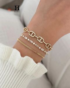 Pulsera de eslabones Mariner con pavé completo de oro amarillo de 14K y diamantes cultivados en laboratorio de corte redondo, tipo cadena de ancla - Product Image 5