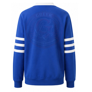 Cardigan bleu pour femme avec logo ZPB, broderie de lettres grecques blanches ZΦ, manches longues, col en V, pull décontracté pour femme, sororité, fraternité - Product Image 2