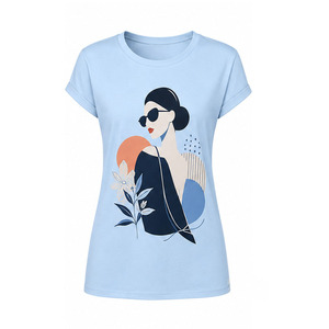 Camiseta Gráfica Estampada Personalizada para Mujer, Camiseta Casual de Moda, Cuello Redondo de Algodón Suave, Manga Corta, Estilo Urbano, Fabricante Mayorista - Product Image 1