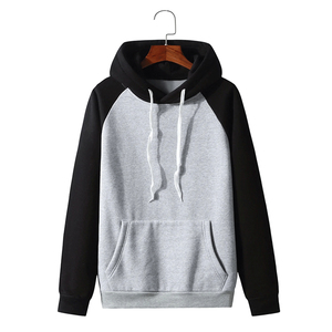 Sudadera con Capucha de Felpa de Algodón Pesado con Mangas Raglán, Diseño Bicolor y Bloques de Color en Contraste, Estilo Urbano, con Bolsillo - Product Image 1