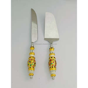 Juego de cubiertos de decoración para fiestas de cumpleaños, juegos de cubiertos de acero inoxidable con mangos de madera pintados a mano, juego de cucharas de estilo Vintage - Product Image 2