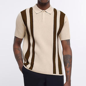 Camiseta de Punto para Hombre, Manga Corta, Estilo Suéter de Primavera/Verano con Diseño de Rayas - Product Image 5