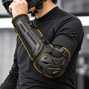 Genouillères et protège-tibias en cuir Manwa pour moto, protection respirante pour les jambes avec boucle, genouillères en cuir pour moto - Product Image 5