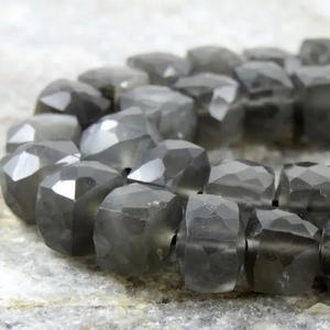 Top Grade 7mm 8mm naturel Flashy gris pierre de lune à facettes Cube perles collier fabriqués à la main perles de pierres précieuses bijoux du fournisseur - Product Image 3