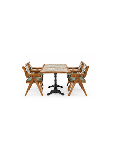 Midcentury Modern Square Wooden <b>Dining</b> Table Set with <b>4</b> <b>Chairs</b> Metal Legs Stable Base Home Furniture - Product Image 1