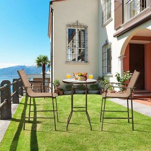 Outdoor Patio <b>Bar</b> <b>Table</b> <b>Stool</b> Set of 3 Pieces for Garden Use - Product Image 3