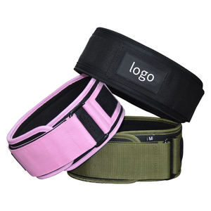 Cinturón de levantamiento de pesas de nailon con hebilla de rodillo metálico y parche de logotipo personalizable, cinturón de entrenamiento, cinturón de soporte para la espalda, entrenamiento de fuerza - Product Image 3