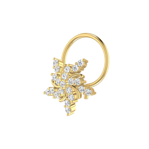 Piercing de nez pour femme en or 14 carats avec diamant naturel de 0,11 carat, forme de fleur, style ethnique, couleur HI, clarté VS-SI - Product Image 4