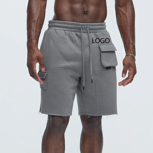 Pantalones cortos de forro polar para hombre de color sólido con precio de fábrica para compradores mayoristas, calidad premium con cordones y bolsillos con logotipo. - Product Image 1