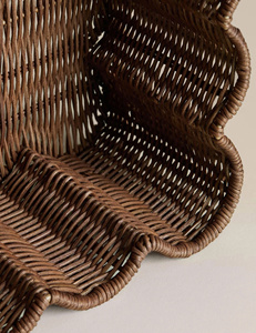 Decorative Scalloped Edge Rattan <b>Tray</b> Unique Handwoven Wicker Serving <b>Tray</b> Durable Eco Friendly Artistic Design Elegant OEM ODM - Product Image 6