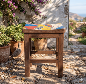 Handmade Rustic Reclaimed Boat Wood <b>Stool</b> Colorful Vintage Wooden Low Chair For Home Decor Garden Living Room Small Furniture - Product Image 4