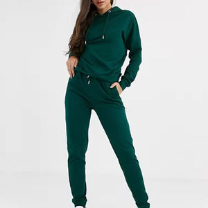Conjunto Deportivo Informal con Logotipo Personalizado, Sudadera Corta con Capucha y Pantalones Deportivos de Dos Piezas para Mujer - Product Image 6
