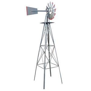 8FT Weather Resistant Gray and Red Windmill for Yard Garden Durable Outdoor Decorative Accessory - Product Image 5