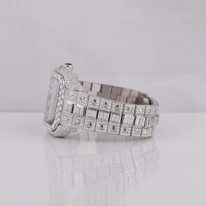 Reloj de Lujo con Correa de Goma y Diamantes Moissanite VVS1, Estilo HipHop, Fabricante Indio, Venta al Por Mayor de Fábrica - Product Image 5