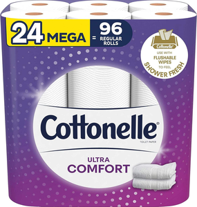 Papier toilette Cottonelle Ultra Clean, papier toilette résistant, 24 super méga rouleaux (24 super méga rouleaux = 144 rouleaux ordinaires) - Product Image 4