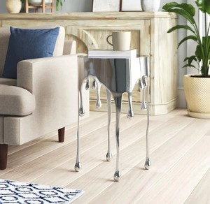 Mesa de Centro Moderna y Elegante de Metal con Diseño de Goteo y Tapa de Vidrio Templado, Muebles Contemporáneos para Sala de Estar - Product Image 4