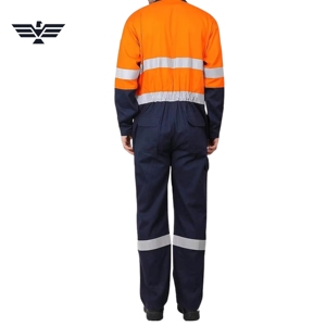Overol de Seguridad Reflectante de Alta Visibilidad Unisex, Naranja Marino, Ropa de Trabajo Industrial, Cinta Reflectante, Manga Larga, Cómodo - Product Image 2