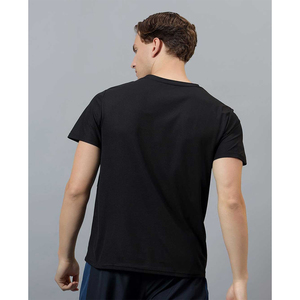 T-shirt noir à manches courtes pour homme, color-block, séchage rapide, tricoté, sportif, coupe classique - Product Image 2
