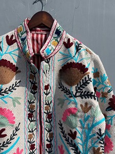 Handcrafted Embroidered Winter <b>Jacket</b> for Women Ethnic Floral Woolen Short Coat <b>Mandarin</b> <b>Collar</b> Long Sleeves Versatile <b>Jacket</b> - Product Image 2