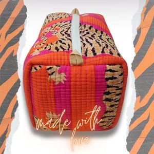 Quilted Cotton Travel & Daily Use <b>Drawstring</b> <b>Toiletry</b> <b>Bag</b> Set of 3 Makeup <b>Bag</b> WashBag - Product Image 2