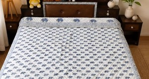 Boho Elephant Hand Block Print Cotton Quilt Breathable Jaipuri Razai <b>Double</b> <b>Bed</b> Indian Comforter <b>Bedding</b> - Product Image 6