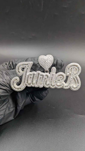 Pendentif personnalisé Jamie B avec nom, pendentif en diamant style script, bijoux hip-hop personnalisés en or ou en argent, cadeau - Product Image 1
