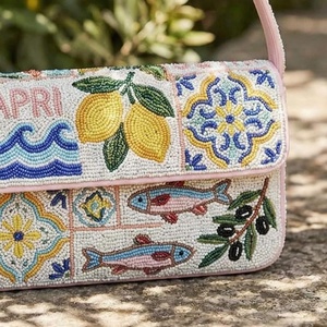 Asa de Bolso Hecha a Mano con Cuentas de Vidrio Multicolor, Artesanía India, Color de Cuentas Personalizado - Product Image 2