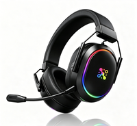 LDON F02 Headset Gaming Nirkabel Over-Ear dengan Pembatalan Kebisingan Aktif (ANC), Pencahayaan RGB, Suara Surround, Latensi Rendah 6.0, 20 Jam
