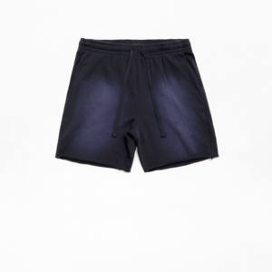 Pantalones Cortos Deportivos Vintage Personalizados para Hombre, Diseño Sólido, Lavado Ácido, Felpa con Borde Cortado, Bordado 3D e Impresión Desgastada - Product Image 1